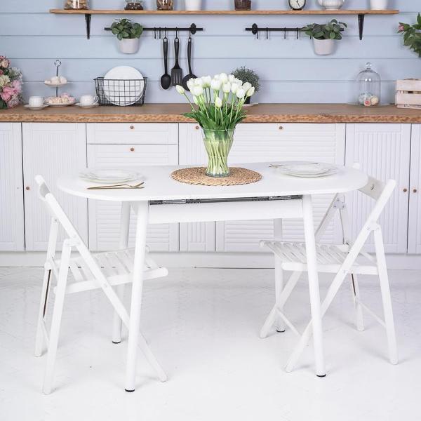 Стол обеденный Frenesie Кэлли кухонный раздвижной, белый шагрень