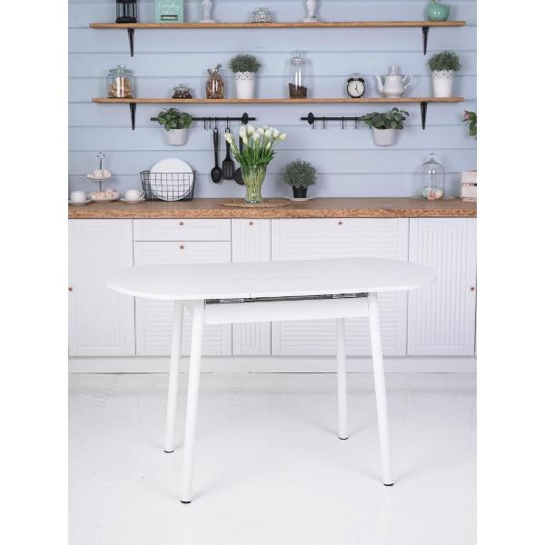 Стол обеденный Frenesie Кэлли кухонный раздвижной, белый шагрень