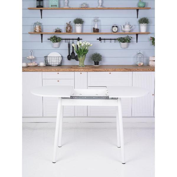 Стол обеденный Frenesie Кэлли кухонный раздвижной, белый шагрень