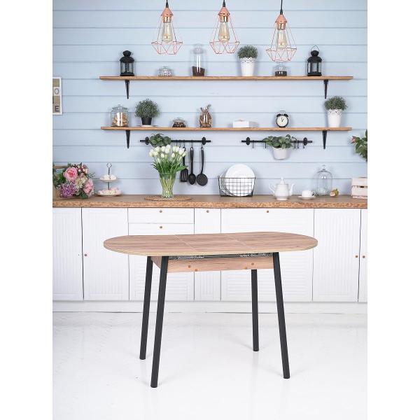 Стол обеденный Frenesie Кэлли кухонный раздвижной овальный, дуб крафт золотой, 94/126х64х75 см.