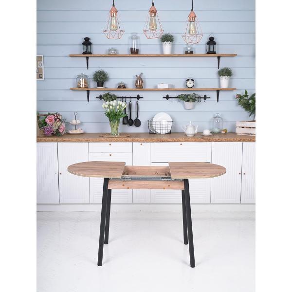 Стол обеденный Frenesie Кэлли кухонный раздвижной овальный, дуб крафт золотой, 94/126х64х75 см.