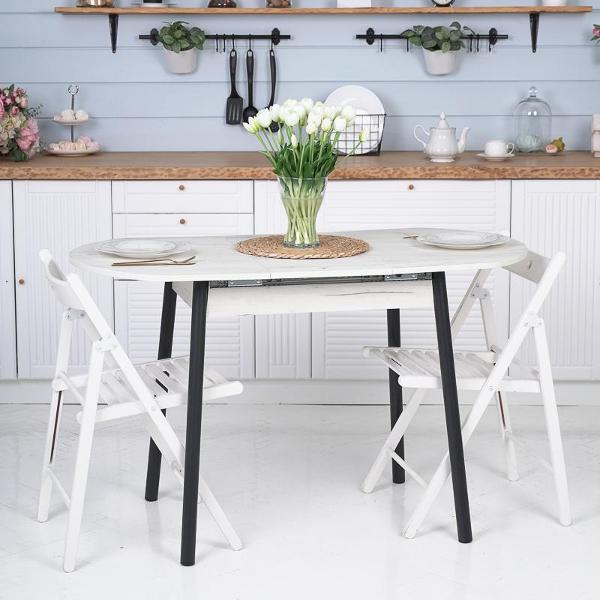 Стол обеденный Frenesie Кэлли кухонный раздвижной овальный, дуб крафт белый, 94/126х64х75 см.