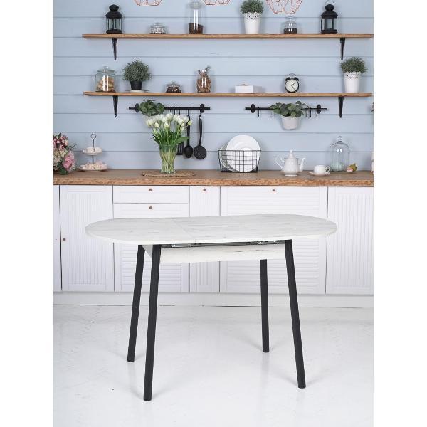 Стол обеденный Frenesie Кэлли кухонный раздвижной овальный, дуб крафт белый, 94/126х64х75 см.