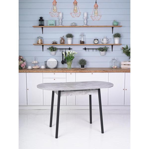 Стол обеденный Frenesie Кэлли кухонный раздвижной овальный, камень светлый, 94/126х64х75 см.
