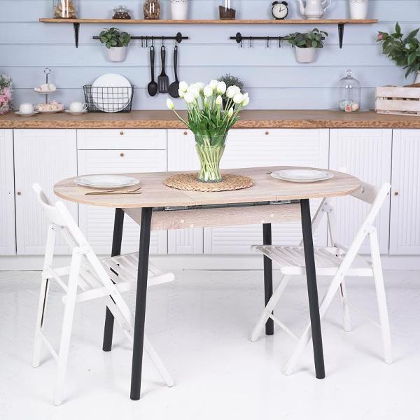 Стол обеденный Frenesie Кэлли кухонный раздвижной овальный, дуб сонома, 94/126х64х75 см.