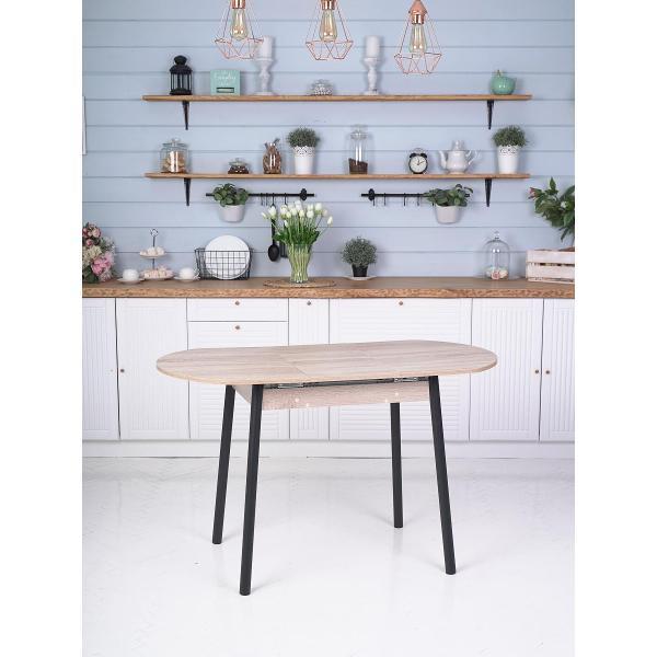 Стол обеденный Frenesie Кэлли кухонный раздвижной овальный, дуб сонома, 94/126х64х75 см.