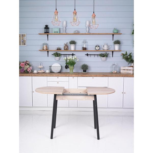 Стол обеденный Frenesie Кэлли кухонный раздвижной овальный, дуб сонома, 94/126х64х75 см.