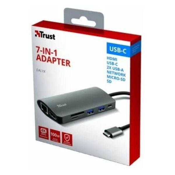 Аккумулятор для смартфона, телефона Адаптер 23775 Trust Dalyx 7-в-1 Multiport USB-C