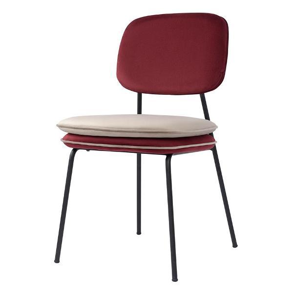 Стул обеденный Bergenson Bjorn с контрастным кантом Pea, велюр, бордовый/бежевый