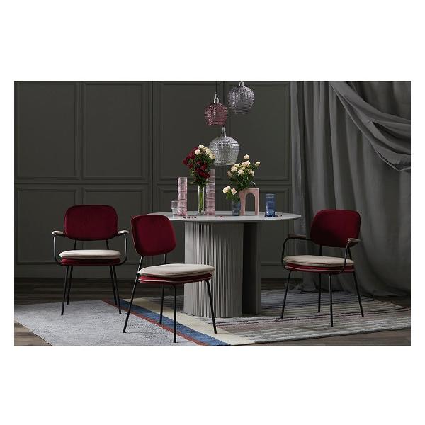 Стул обеденный Bergenson Bjorn с контрастным кантом Pea, велюр, бордовый/бежевый