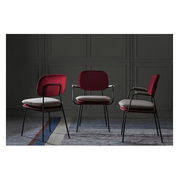 Стул обеденный Bergenson Bjorn с контрастным кантом Pea, велюр, бордовый/бежевый