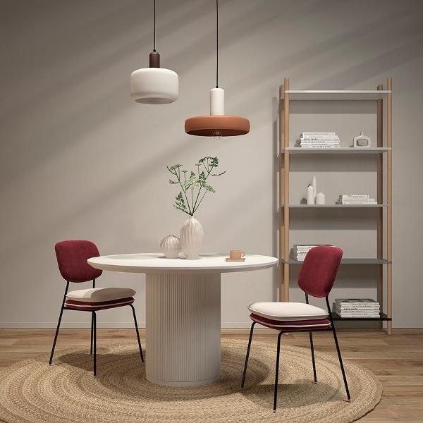 Стул обеденный Bergenson Bjorn с контрастным кантом Pea, велюр, бордовый/бежевый