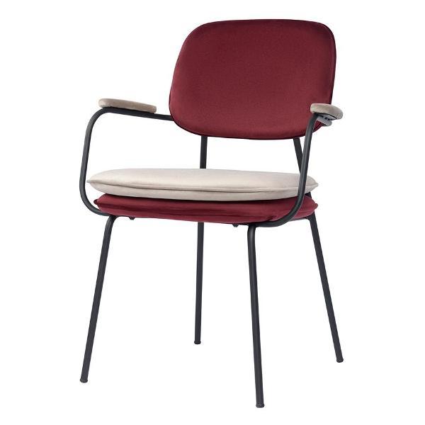 Стул обеденный Bergenson Bjorn с подлокотниками Pea, велюр, бордовый/бежевый