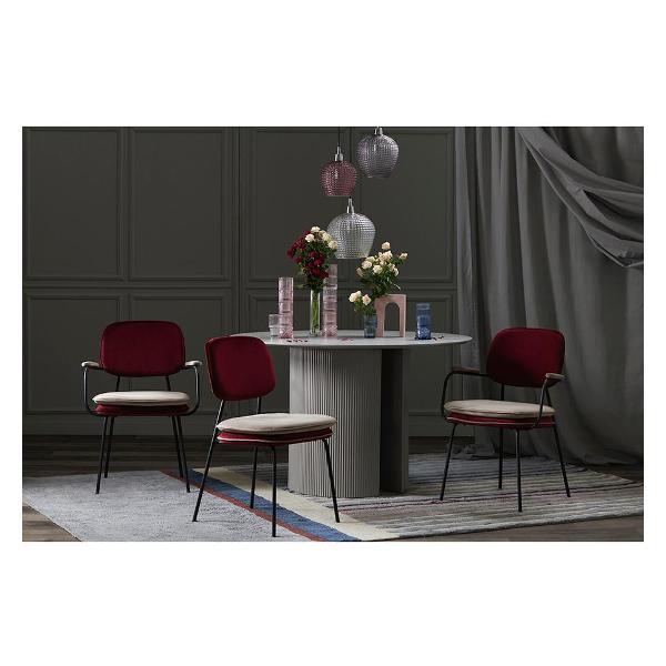 Стул обеденный Bergenson Bjorn с подлокотниками Pea, велюр, бордовый/бежевый