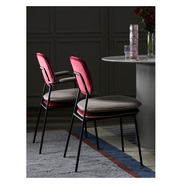 Стул обеденный Bergenson Bjorn с подлокотниками Pea, велюр, бордовый/бежевый