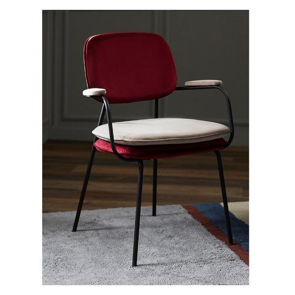 Стул обеденный Bergenson Bjorn с подлокотниками Pea, велюр, бордовый/бежевый