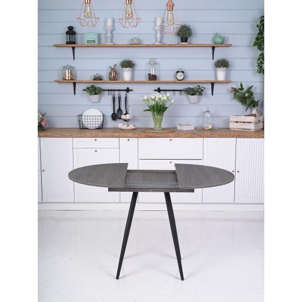 Стол обеденный Frenesie Элип конус кухонный круглый раздвижной, ясень анкор тёмный, 85х85/120х75 см.