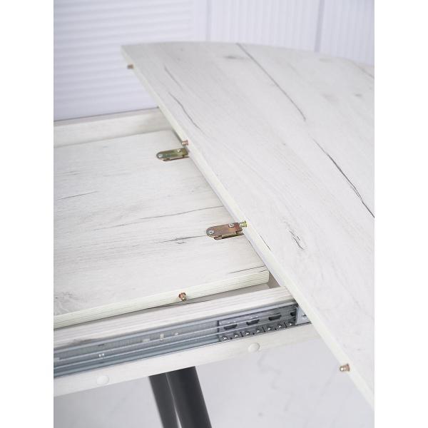 Стол обеденный Frenesie Элип конус кухонный круглый раздвижной, дуб крафт белый, 85х85/120х75 см.