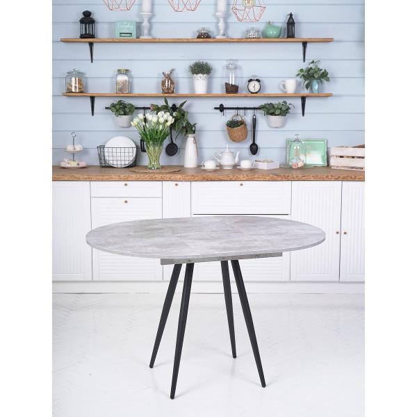 Стол обеденный Frenesie Элип конус кухонный круглый раздвижной, камень светлый, 85х85/120х75 см.