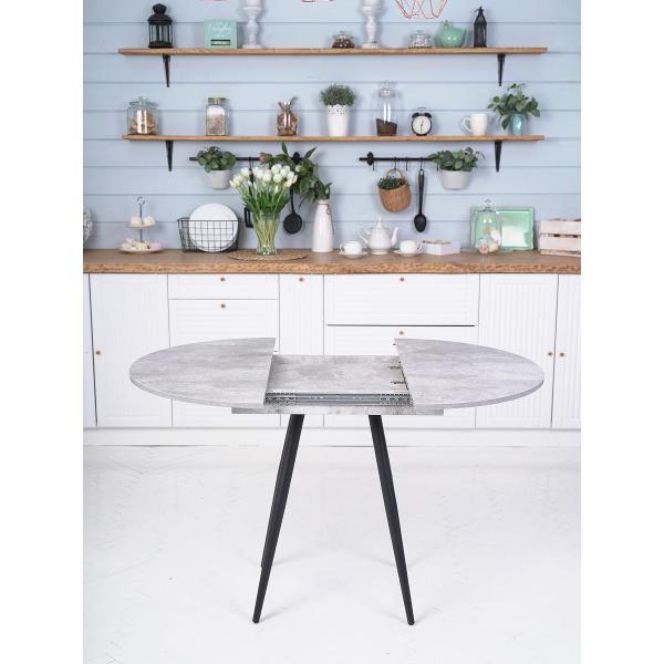 Стол обеденный Frenesie Элип конус кухонный круглый раздвижной, камень светлый, 85х85/120х75 см.