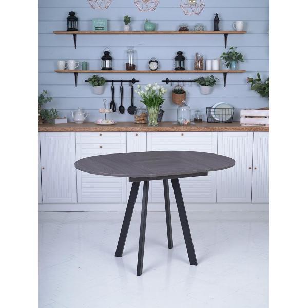 Стол обеденный Frenesie Элип профиль кухонный круглый раздвижной, ясень анкор тёмный, 85х85/120х75 см.