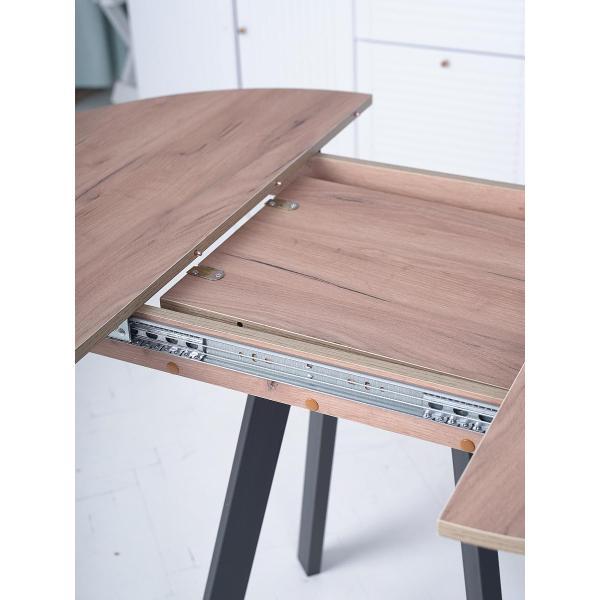 Стол обеденный Frenesie Элип профиль кухонный круглый раздвижной, дуб крафт золотой, 85х85/120х75 см.