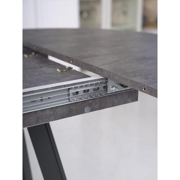 Стол обеденный Frenesie Элип профиль кухонный круглый раздвижной, камень тёмный, 85х85/120х75 см.