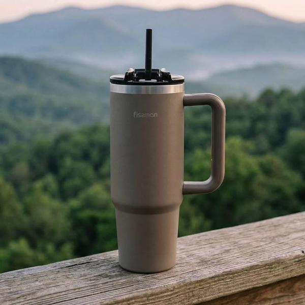 Термокружка FISSMAN 900 мл коричневая