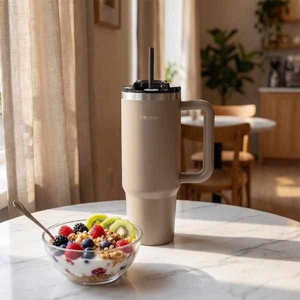 Термокружка FISSMAN 900 мл коричневая