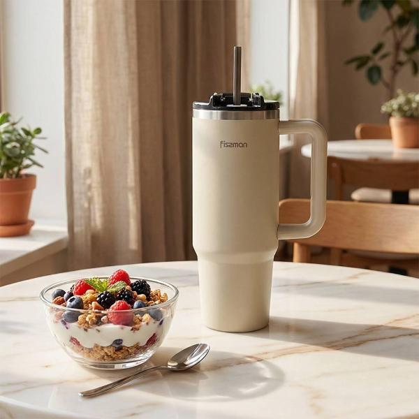 Термокружка FISSMAN 900 мл бежевая