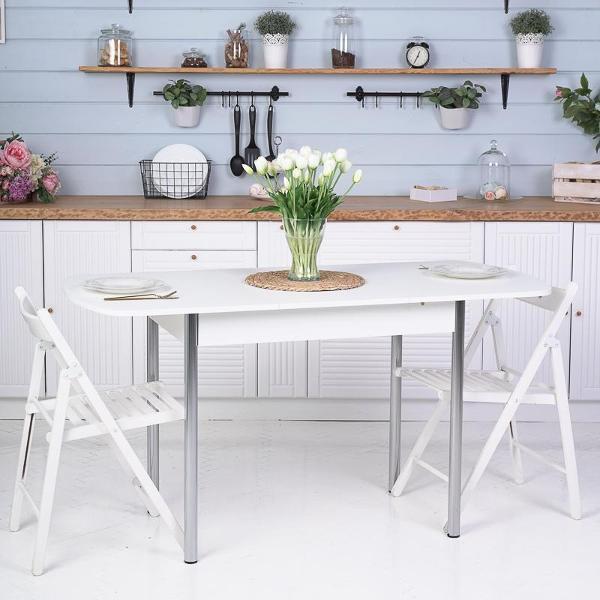 Стол обеденный Frenesie раздвижной Джаз, белый шагрень, 110/150х70х77 см.