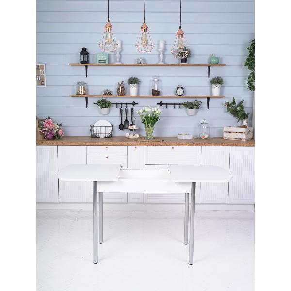 Стол обеденный Frenesie раздвижной Джаз, белый шагрень, 110/150х70х77 см.