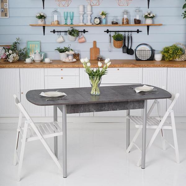 Стол обеденный Frenesie раздвижной Джаз, камень темный, 110/150х70х77 см.