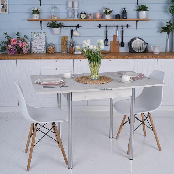 Стол обеденный Frenesie раскладной Виста, дуб крафт белый, 120/60х78х75 см.