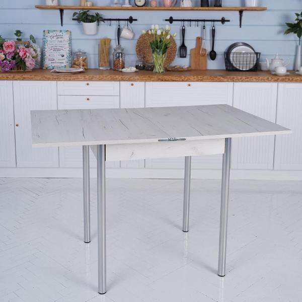 Стол обеденный Frenesie раскладной Виста, дуб крафт белый, 120/60х78х75 см.