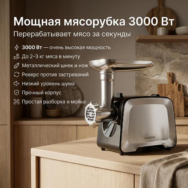 Электромясорубка Luma Bella 3000ВТ