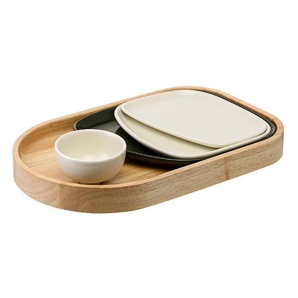 Набор тарелок Liberty Jones из 4-х сервировочных на деревянном подносе Sorrento