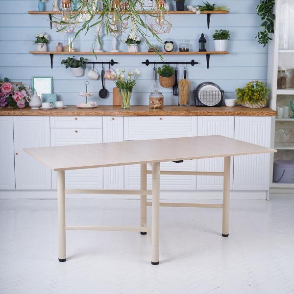 Стол обеденный Frenesie книжка кухонный раскладной, дуб молочный, 26/166х80х75 см.