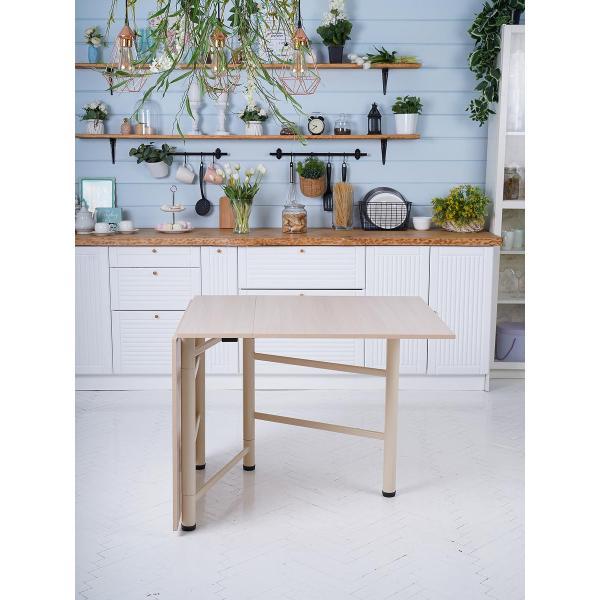 Стол обеденный Frenesie книжка кухонный раскладной, дуб молочный, 26/166х80х75 см.