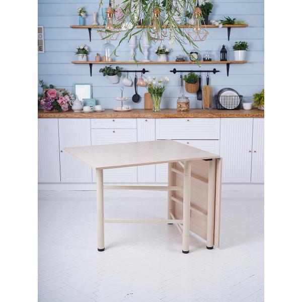 Стол обеденный Frenesie книжка кухонный раскладной, дуб молочный, 26/166х80х75 см.