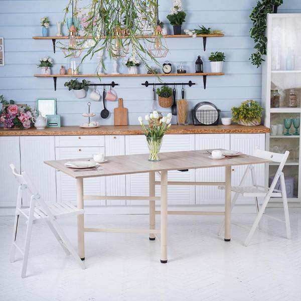 Стол обеденный Frenesie книжка кухонный раскладной, дуб сонома, 26/166х80х75 см.