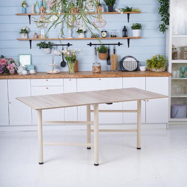 Стол обеденный Frenesie книжка кухонный раскладной, дуб сонома, 26/166х80х75 см.