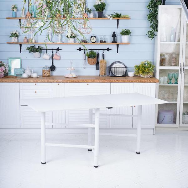 Стол обеденный Frenesie книжка кухонный раскладной, белый, 26/166х80х75 см.