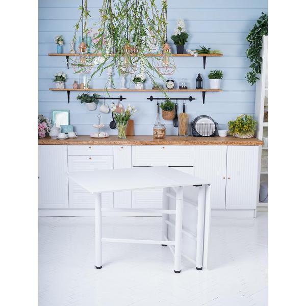 Стол обеденный Frenesie книжка кухонный раскладной, белый, 26/166х80х75 см.