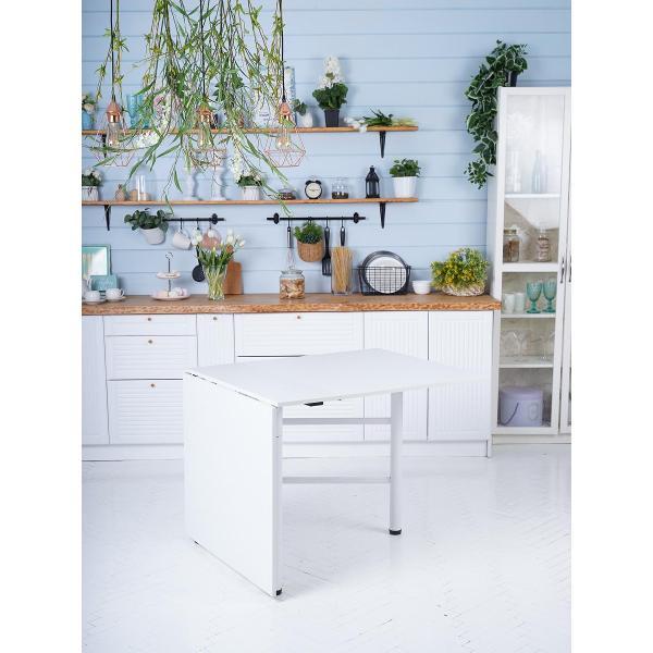 Стол обеденный Frenesie книжка кухонный раскладной, белый, 26/166х80х75 см.