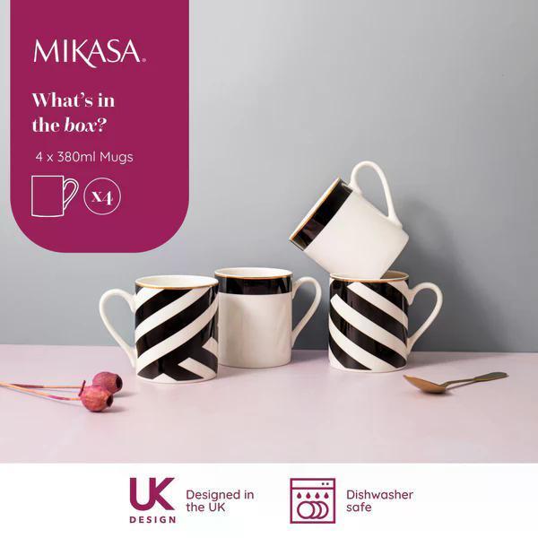 Чайный сервиз Kitchen Craft Mikasa Luxe Deco 380 мл, 4 шт.