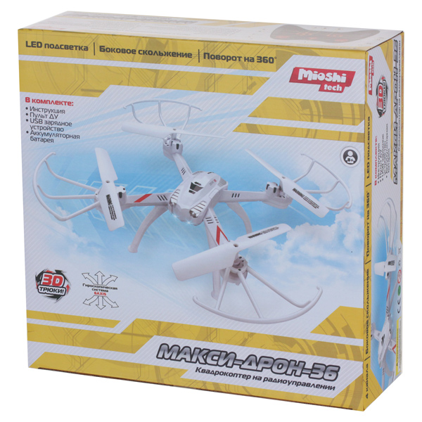 Радиоуправляемый квадрокоптер Mioshi Макси-дрон-36, 36,5 см (MTE1209-028)