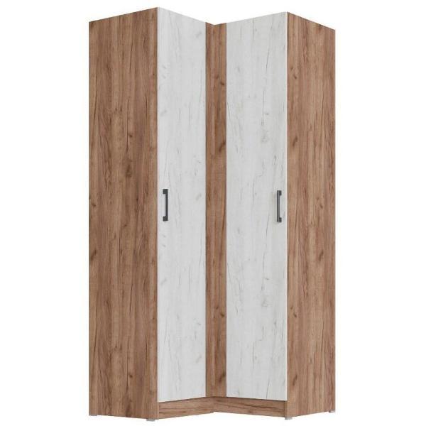 Шкаф распашной ТЭКС мебель Современный угловой, дуб крафт табачный/дуб крафт белый