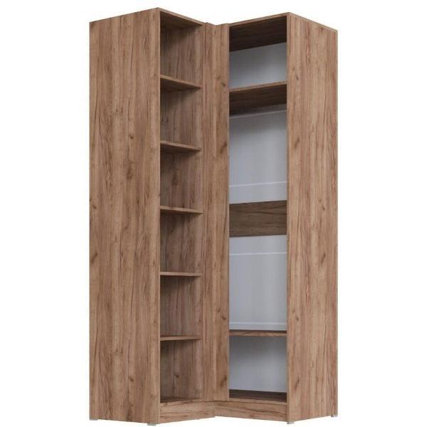 Шкаф распашной ТЭКС мебель Современный угловой, дуб крафт табачный/дуб крафт белый