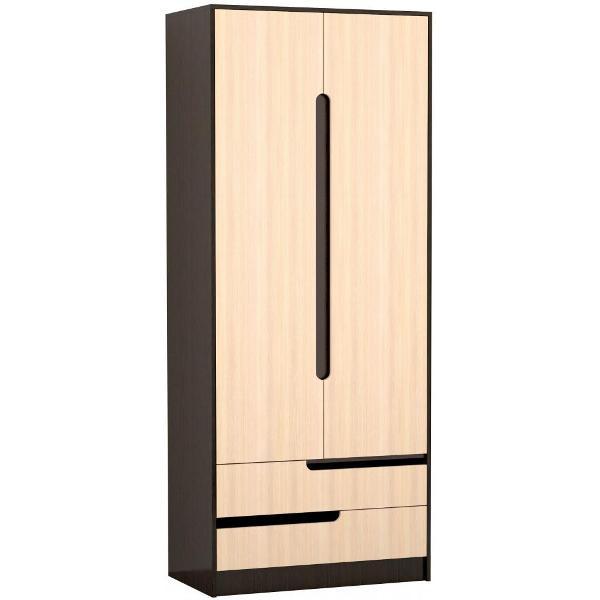 Шкаф распашной ТЭКС мебель двухстворчатый 2 штанги, 2 ящика, ЛДСП, венге/дуб молочный